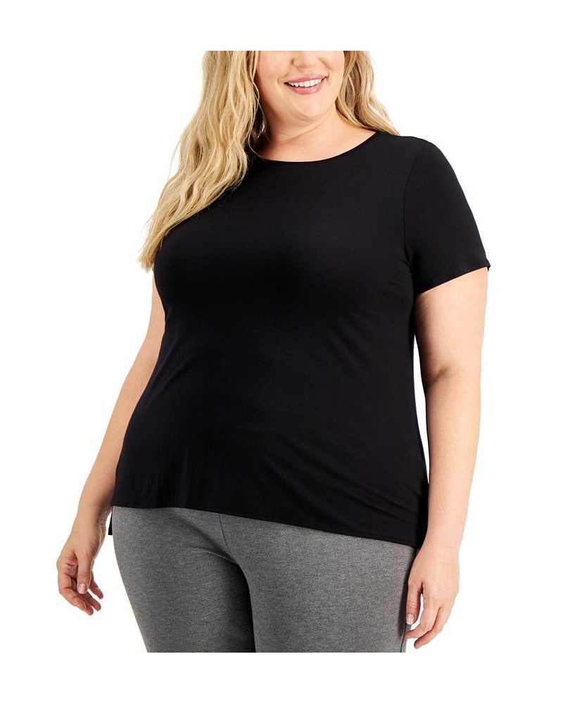 Plus Size Solid T-Shirt Black $14.88 Tops