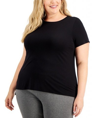 Plus Size Solid T-Shirt Black $14.88 Tops