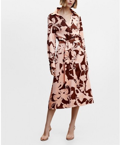 Women's Printed Shirt Dress Light Pink $51.99 Dresses