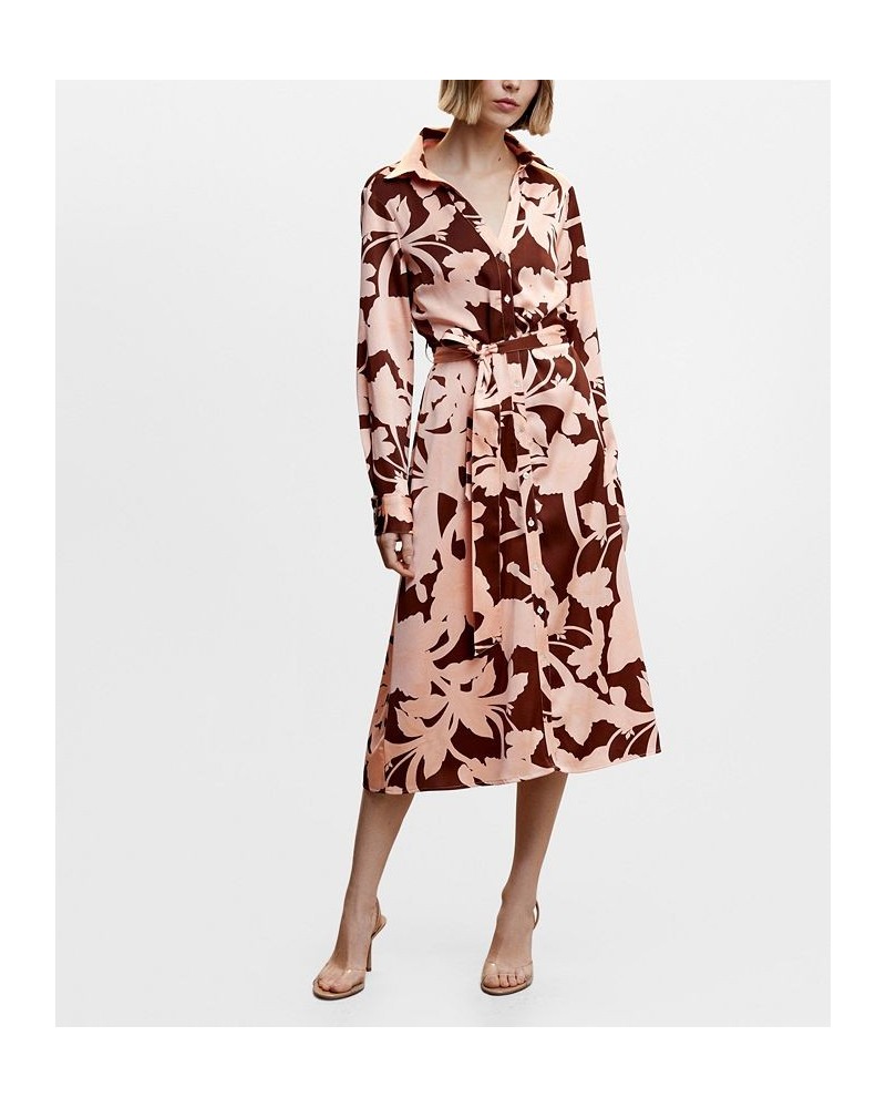 Women's Printed Shirt Dress Light Pink $51.99 Dresses