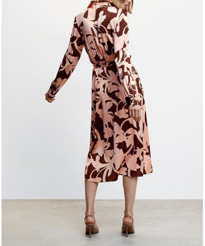 Women's Printed Shirt Dress Light Pink $51.99 Dresses