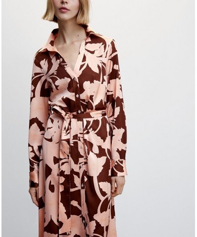 Women's Printed Shirt Dress Light Pink $51.99 Dresses