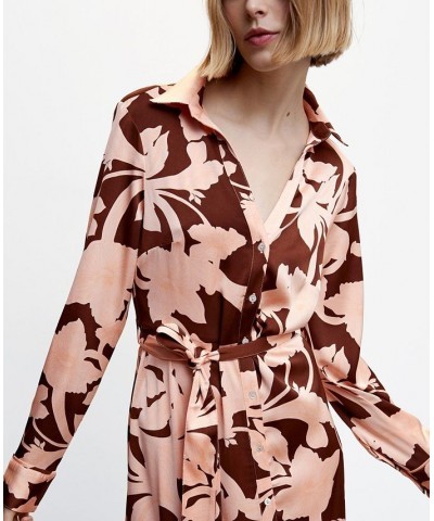 Women's Printed Shirt Dress Light Pink $51.99 Dresses