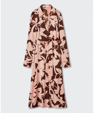 Women's Printed Shirt Dress Light Pink $51.99 Dresses