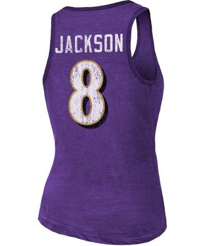 Women's Heathered Purple Baltimore Ravens Name Number Tri-Blend Tank Top Purple $32.39 Tops