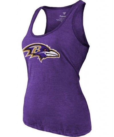 Women's Heathered Purple Baltimore Ravens Name Number Tri-Blend Tank Top Purple $32.39 Tops