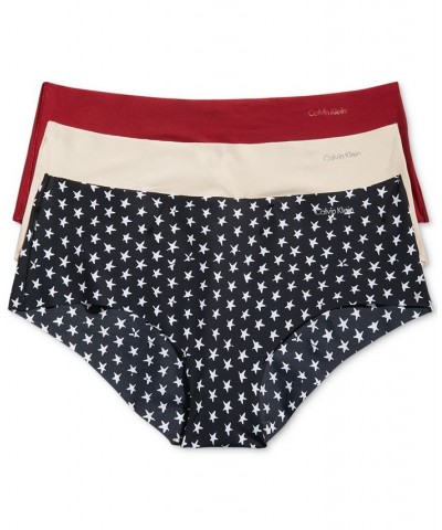 Women's Invisibles 3-Pack Hipster Underwear QD3559 Star Stamp/beechwood/red Carpet $17.67 Panty