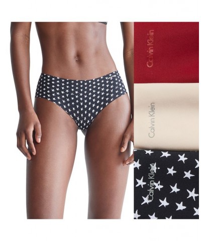 Women's Invisibles 3-Pack Hipster Underwear QD3559 Star Stamp/beechwood/red Carpet $17.67 Panty