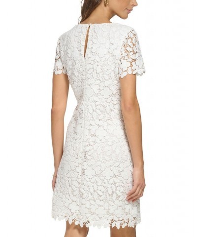 Women's Lace Keyhole-Cutout Sheath Dress White $45.88 Dresses