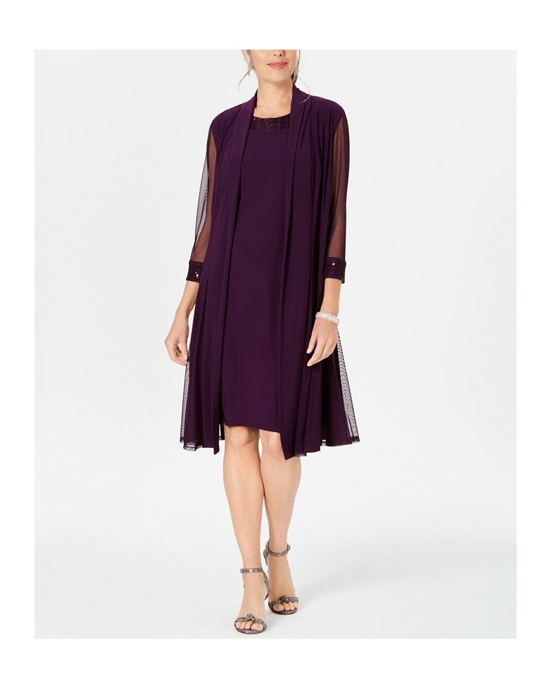 Embellished Dress & Duster Jacket Plum $40.46 Dresses