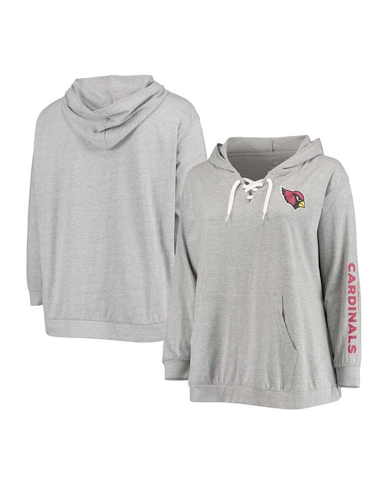 Women's Plus Size Heathered Gray Arizona Cardinals Lace-Up Pullover Hoodie Heathered Gray $27.30 Sweatshirts