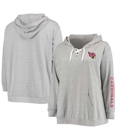 Women's Plus Size Heathered Gray Arizona Cardinals Lace-Up Pullover Hoodie Heathered Gray $27.30 Sweatshirts