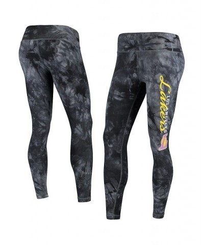 Women's Black Los Angeles Lakers Burst Tie-Dye Leggings Black $25.75 Pants