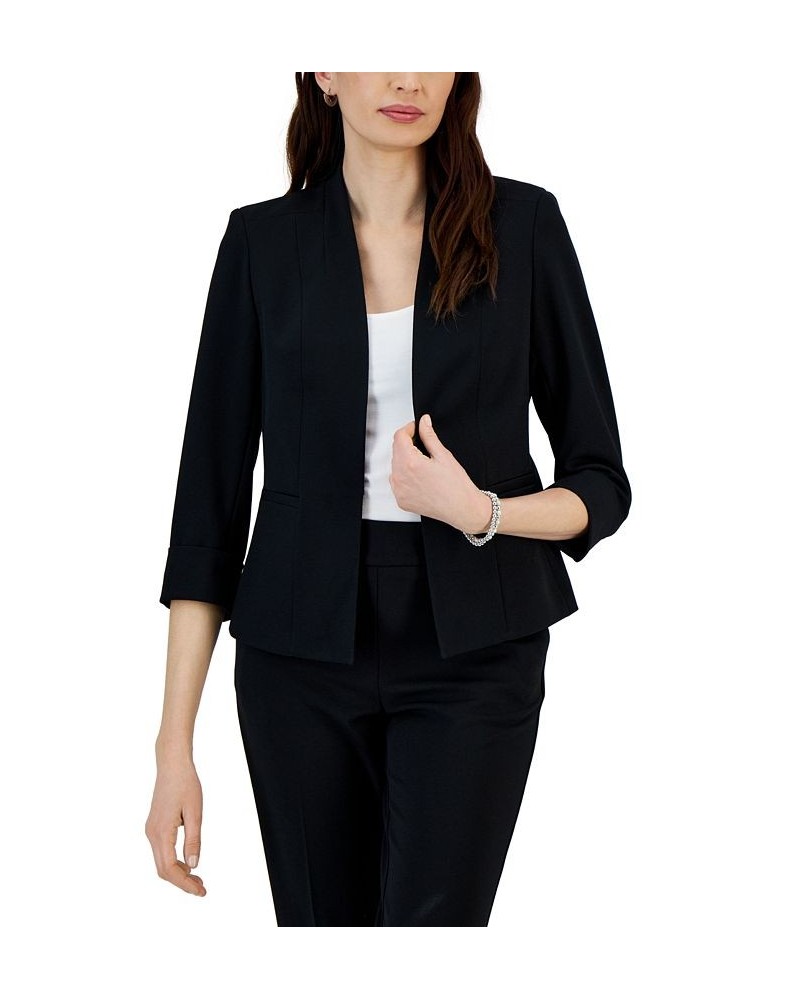 Women's Crepe Kiss-Front Blazer Black $31.26 Jackets