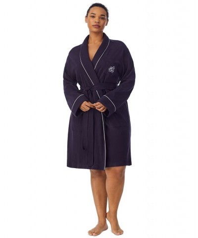 Women's Plus Size Shawl-Collar Robe Blue $43.12 Sleepwear