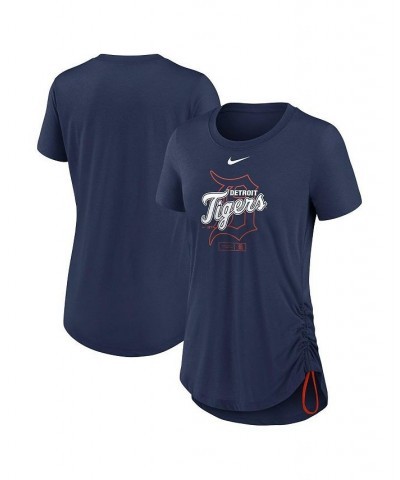 Women's Navy Detroit Tigers Side Cinch Fashion Tri-Blend Performance T-shirt Navy $23.50 Tops