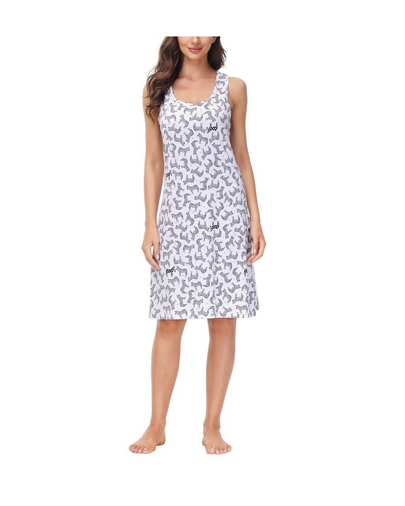 Women's Printed Sleeveless Sleepshirt Nightgown Valentine's Dot $32.48 Sleepwear