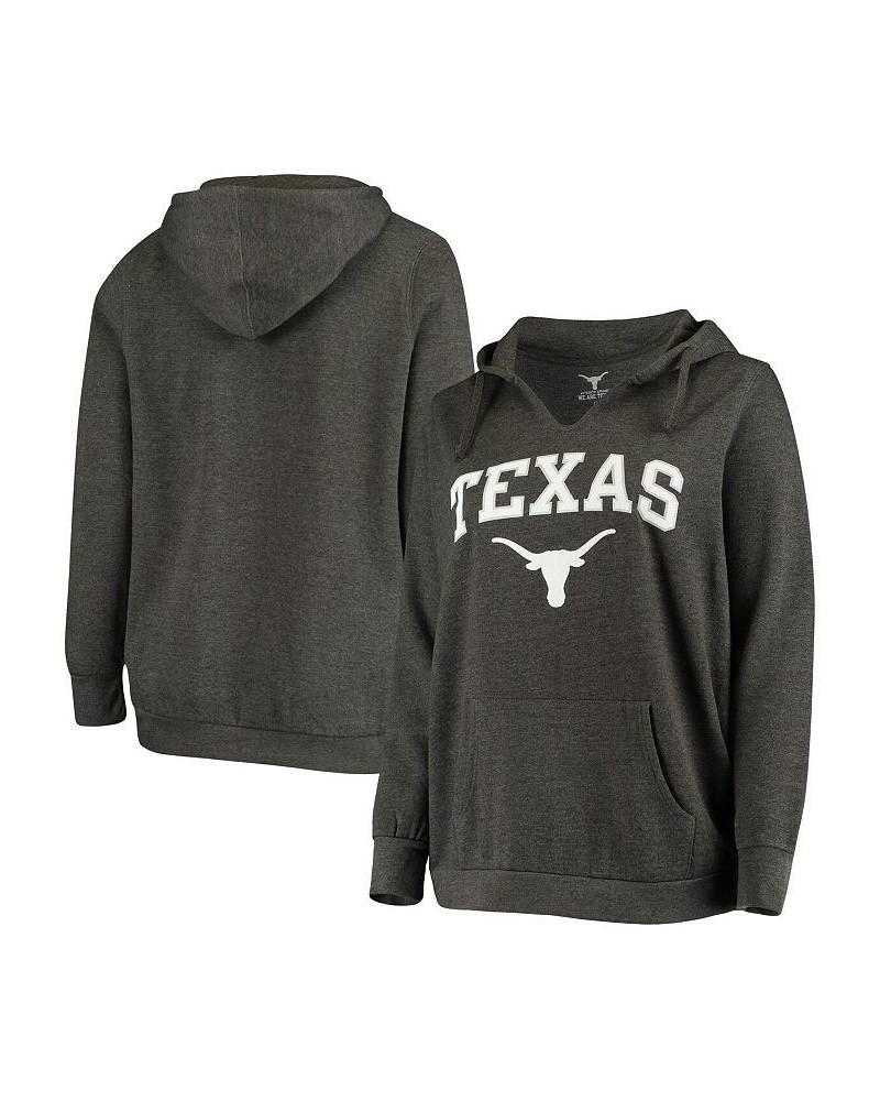 Women's Charcoal Texas Longhorns Plus Size Notch Neck Pullover Hoodie Charcoal $30.80 Sweatshirts