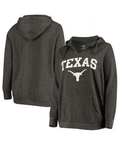 Women's Charcoal Texas Longhorns Plus Size Notch Neck Pullover Hoodie Charcoal $30.80 Sweatshirts