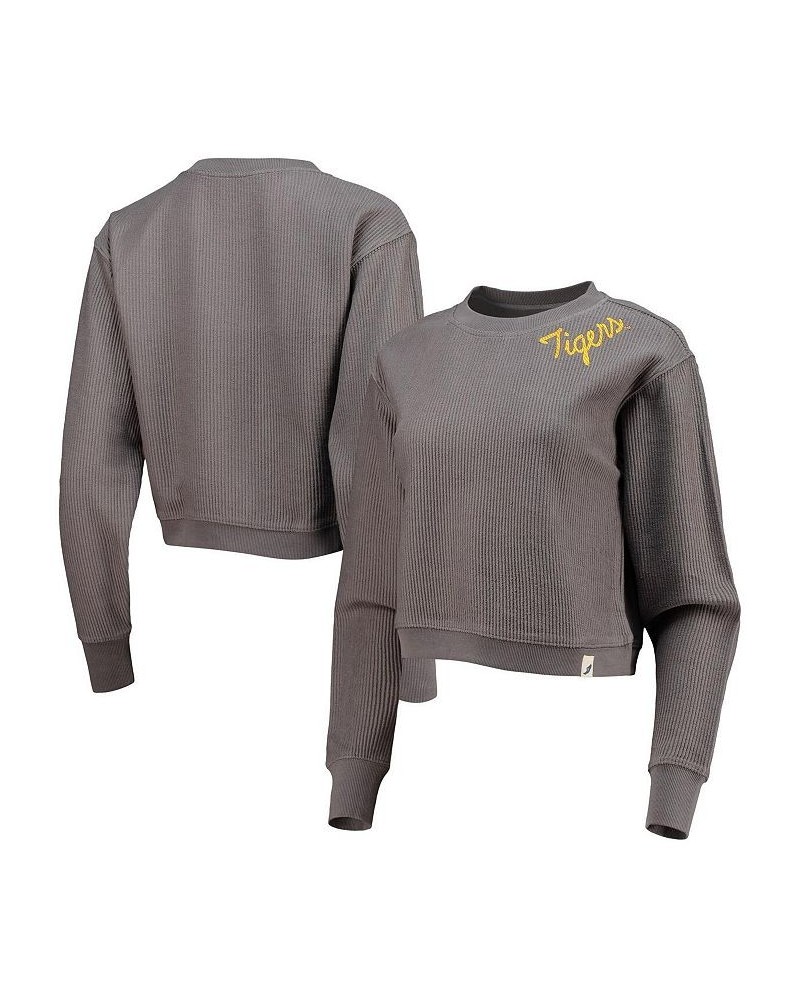 Women's Charcoal LSU Tigers Corded Timber Cropped Pullover Sweatshirt Charcoal $39.20 Sweatshirts