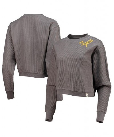 Women's Charcoal LSU Tigers Corded Timber Cropped Pullover Sweatshirt Charcoal $39.20 Sweatshirts