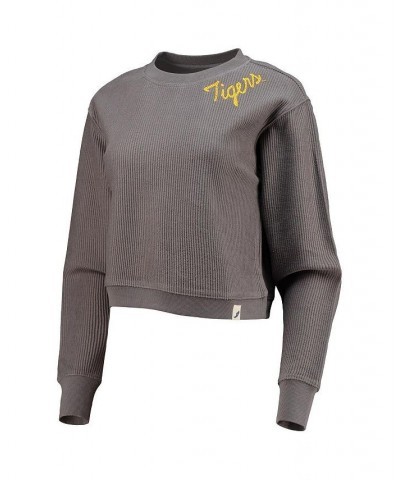 Women's Charcoal LSU Tigers Corded Timber Cropped Pullover Sweatshirt Charcoal $39.20 Sweatshirts