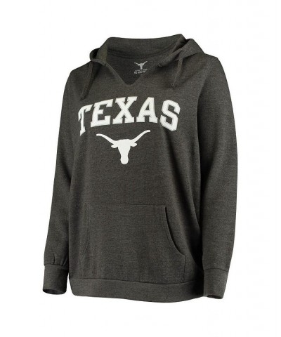 Women's Charcoal Texas Longhorns Plus Size Notch Neck Pullover Hoodie Charcoal $30.80 Sweatshirts