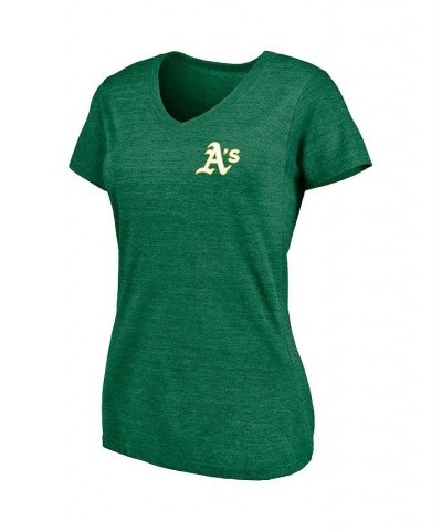 Women's Branded Green Oakland Athletics Paisley Hometown Collection Tri-Blend V-Neck T-shirt Green $21.15 Tops