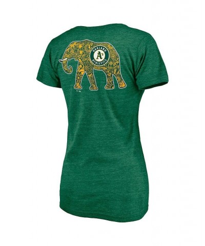 Women's Branded Green Oakland Athletics Paisley Hometown Collection Tri-Blend V-Neck T-shirt Green $21.15 Tops