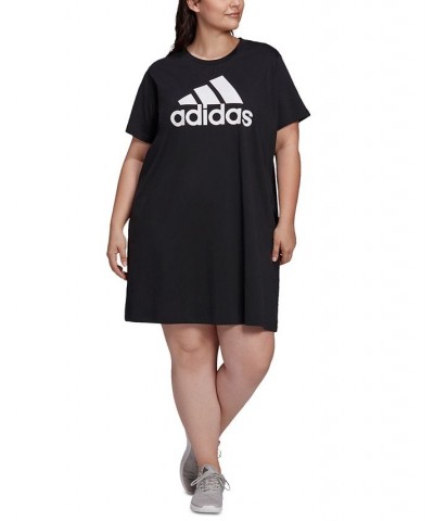 Plus Size Cotton Badge of Sports T-Shirt Dress Black $14.00 Dresses