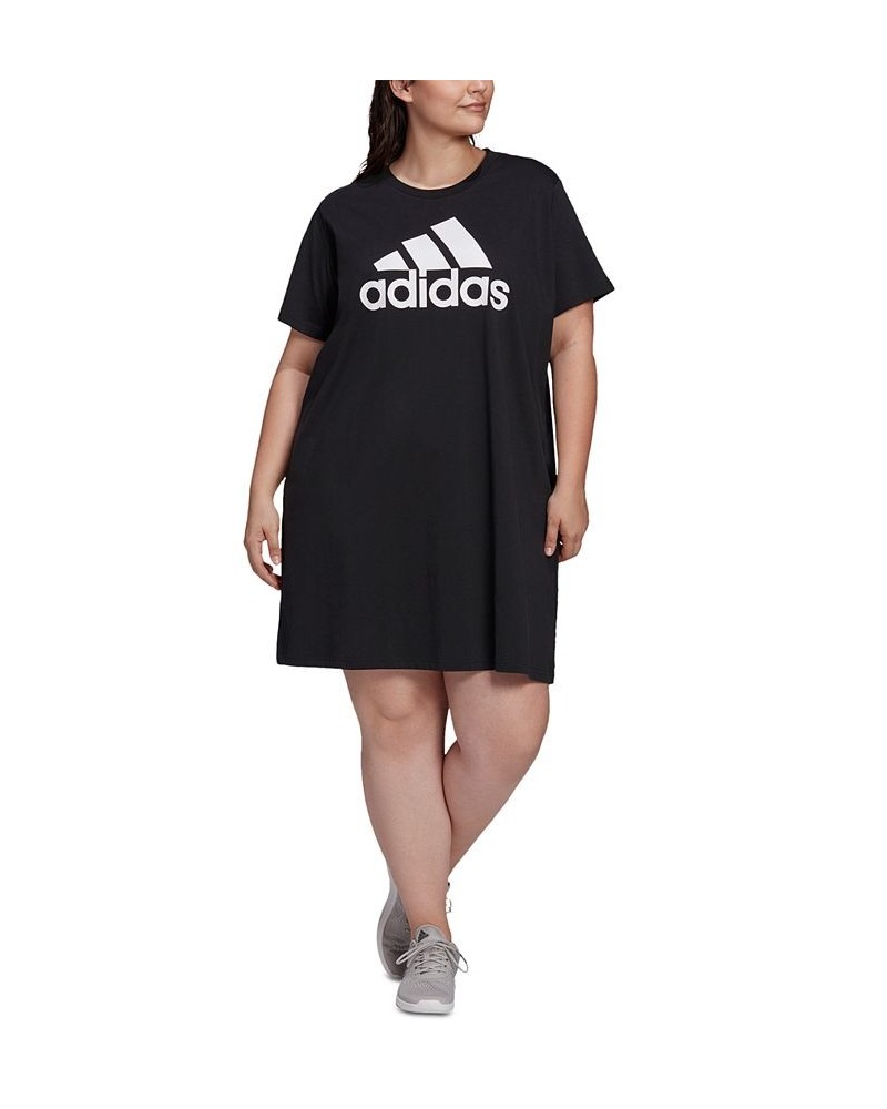 Plus Size Cotton Badge of Sports T-Shirt Dress Black $14.00 Dresses