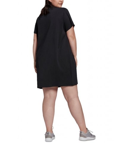 Plus Size Cotton Badge of Sports T-Shirt Dress Black $14.00 Dresses