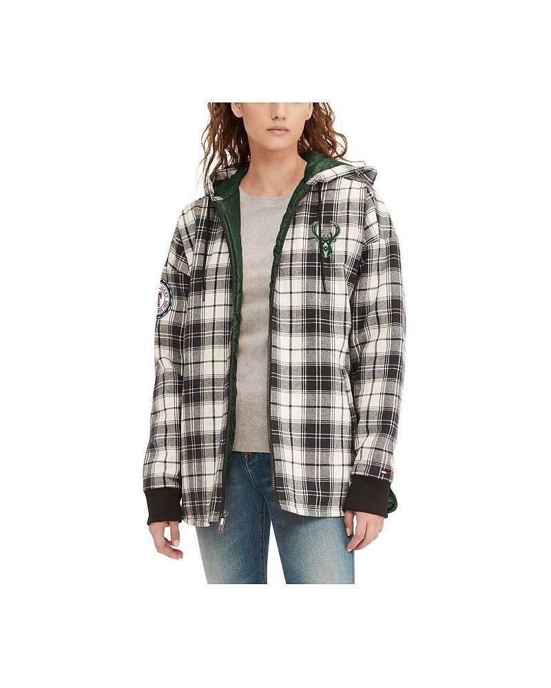 Women's Black Cream Milwaukee Bucks Molly Flannel Full-Zip Hoodie Black, Cream $64.00 Jackets