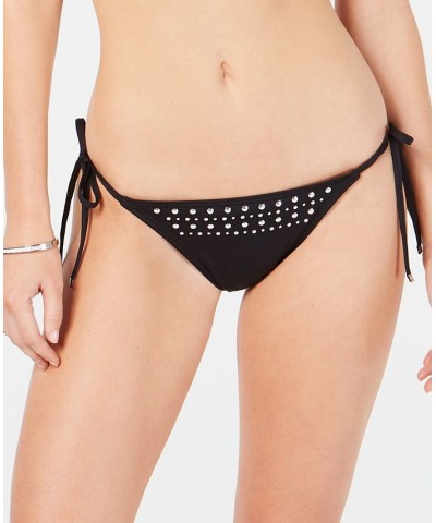 Hardware-Detailed Triangle Side-Tie Bikini Bottoms Black $45.10 Swimsuits