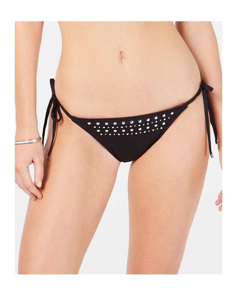 Hardware-Detailed Triangle Side-Tie Bikini Bottoms Black $45.10 Swimsuits