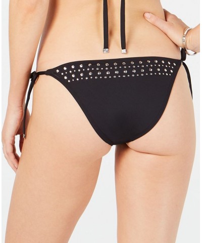 Hardware-Detailed Triangle Side-Tie Bikini Bottoms Black $45.10 Swimsuits