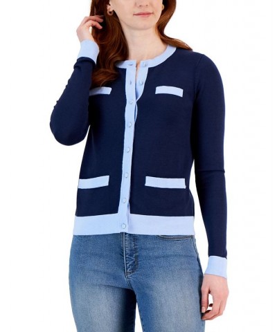 Women's Colorblocked Cardigan Blue $15.64 Sweaters