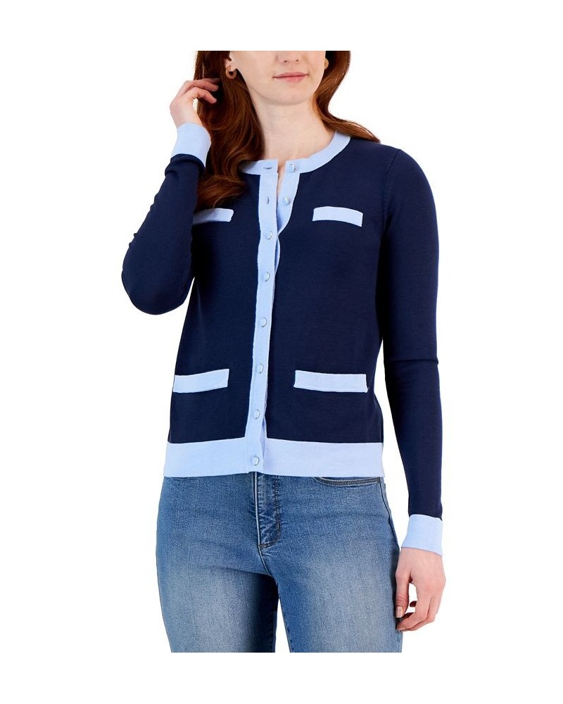 Women's Colorblocked Cardigan Blue $15.64 Sweaters