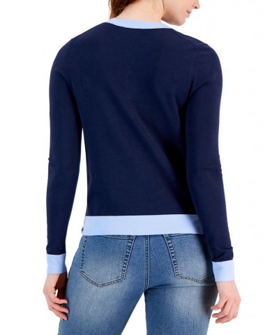 Women's Colorblocked Cardigan Blue $15.64 Sweaters