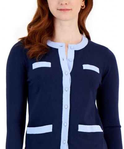 Women's Colorblocked Cardigan Blue $15.64 Sweaters