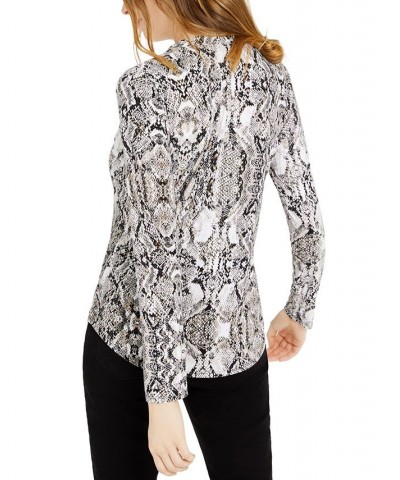 Women's Print Zip-Pocket Top in Regular & Petite Gray $18.63 Tops