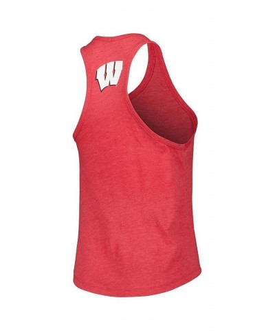 Women's Heather Red Wisconsin Badgers Two-Hit Intramural Tri-Blend Scoop Neck Racerback Tank Top Red $27.35 Tops