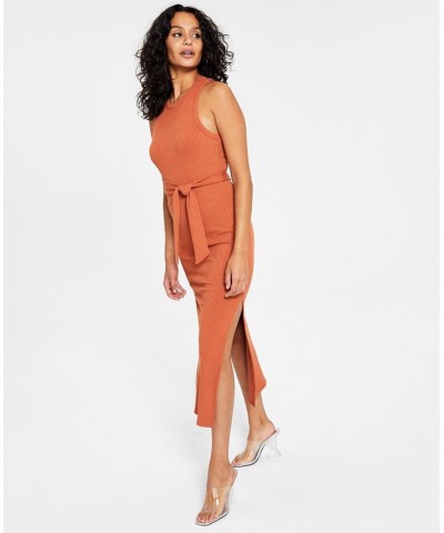 Petite Rib-Knit Midi Dress Orange $18.29 Dresses