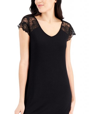 Women's Lace-Trim Chemise Nightgown Classic Black $13.90 Sleepwear