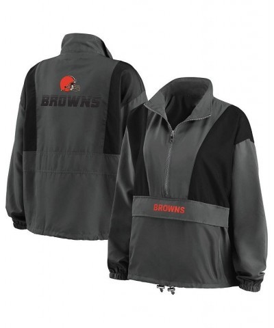 Women's Charcoal Cleveland Browns Popover Packable Half-Zip Jacket Charcoal $46.20 Jackets