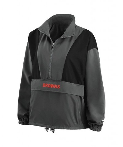 Women's Charcoal Cleveland Browns Popover Packable Half-Zip Jacket Charcoal $46.20 Jackets