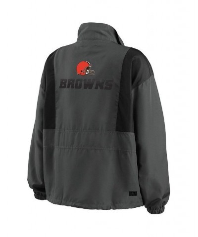 Women's Charcoal Cleveland Browns Popover Packable Half-Zip Jacket Charcoal $46.20 Jackets