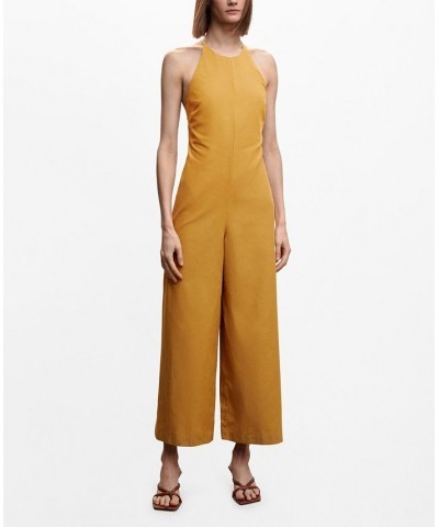 Women's Open Back Jumpsuit Medium Brown $48.00 Pants