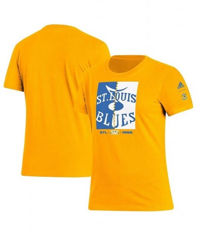 Women's Gold St. Louis Blues Reverse Retro 2.0 Playmaker T-shirt Gold $22.79 Tops