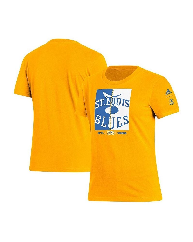 Women's Gold St. Louis Blues Reverse Retro 2.0 Playmaker T-shirt Gold $22.79 Tops